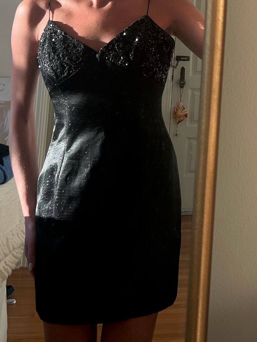 Carmen Marc Valvo Black beaded / sequin Mini Dress